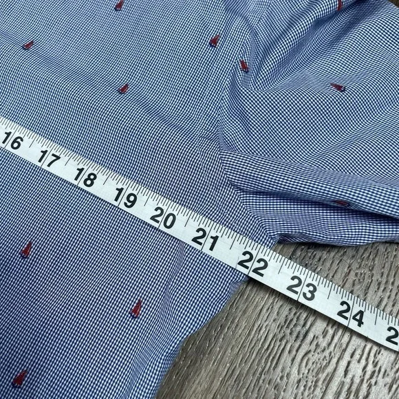Vilebrequin Dress Shirt Mens Size Large Blue Check SAILBOAT ALL OVER PRINT EUC - Picture 5 of 9